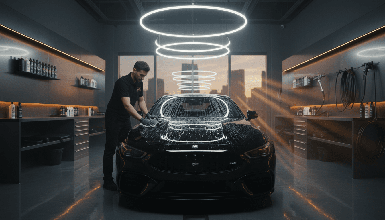 Professional fleet cleaning in progress